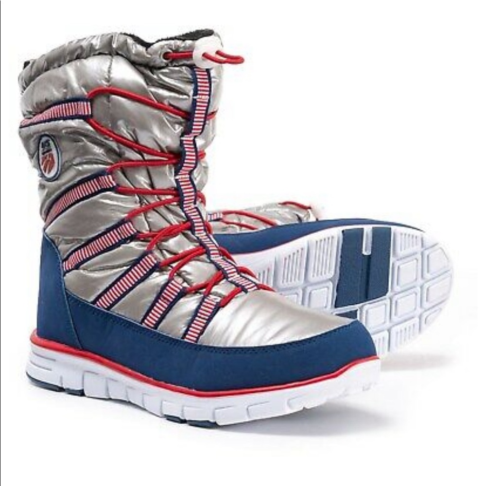 Khombu Blue Red Silver Metalic Alta Cold-Weather Ski Boots Olympic US Ski Team